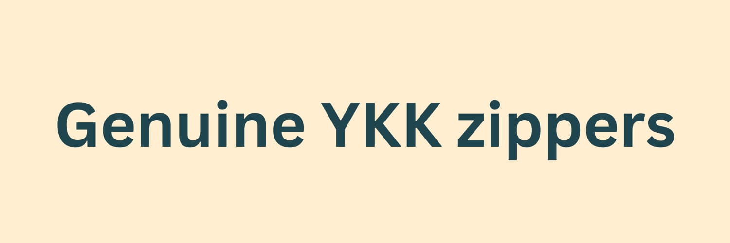 Genuine YKK zippers